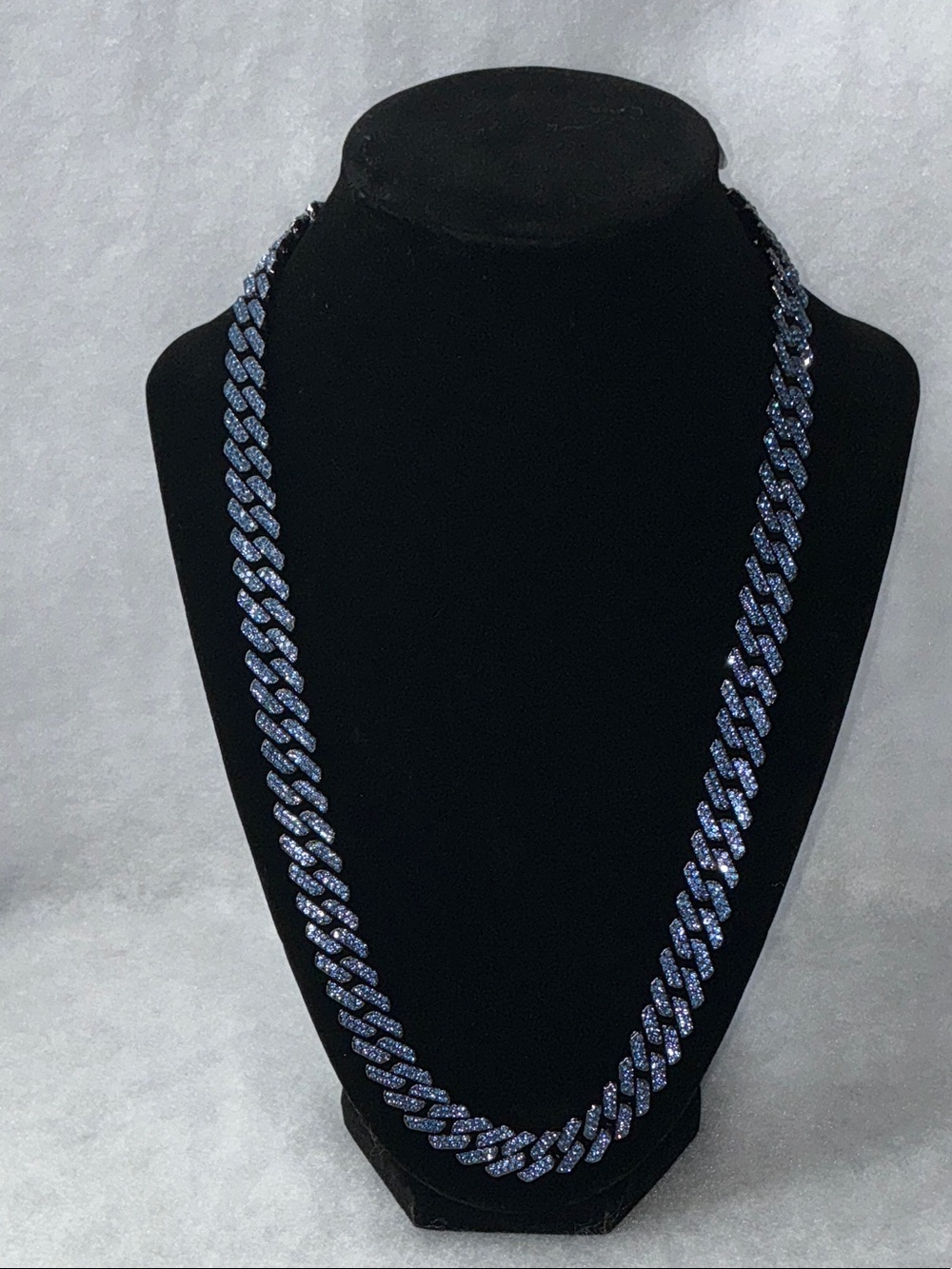 Invicta Blue Cuban Link Chain Necklace 22” 10mm VVS CZ